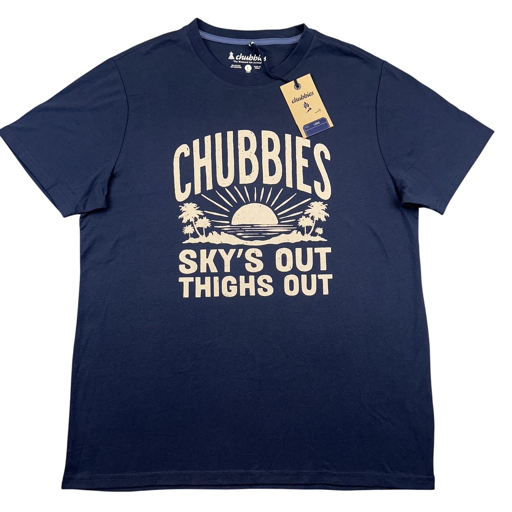 Chubbies Mens Large Navy The No Brainer Sky's Out Thighs Out Graphic‎ T-Shirt